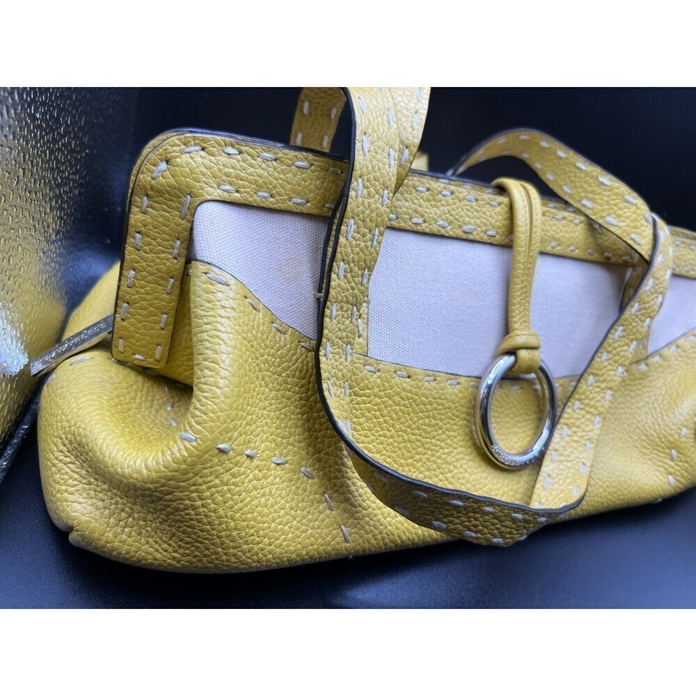 BCBG Max Azria Yellow and Cream Leather Bag